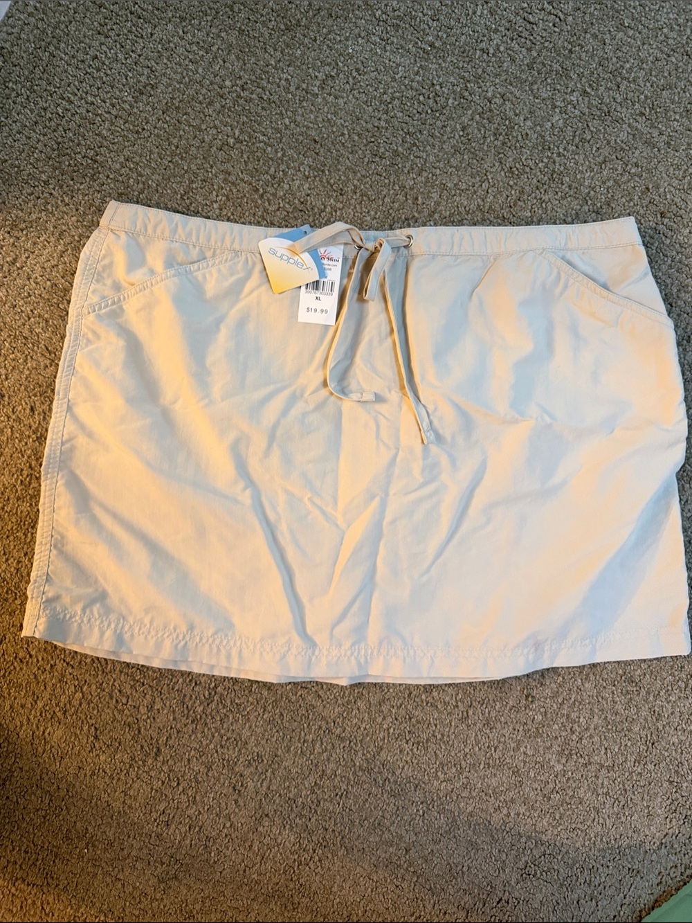 Light Cream Women’s Swim Cover-Up Skirt with Drawstring